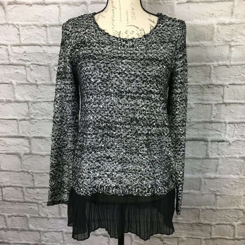 Alfani Black & White Sweater - Sequins & Chiffon
